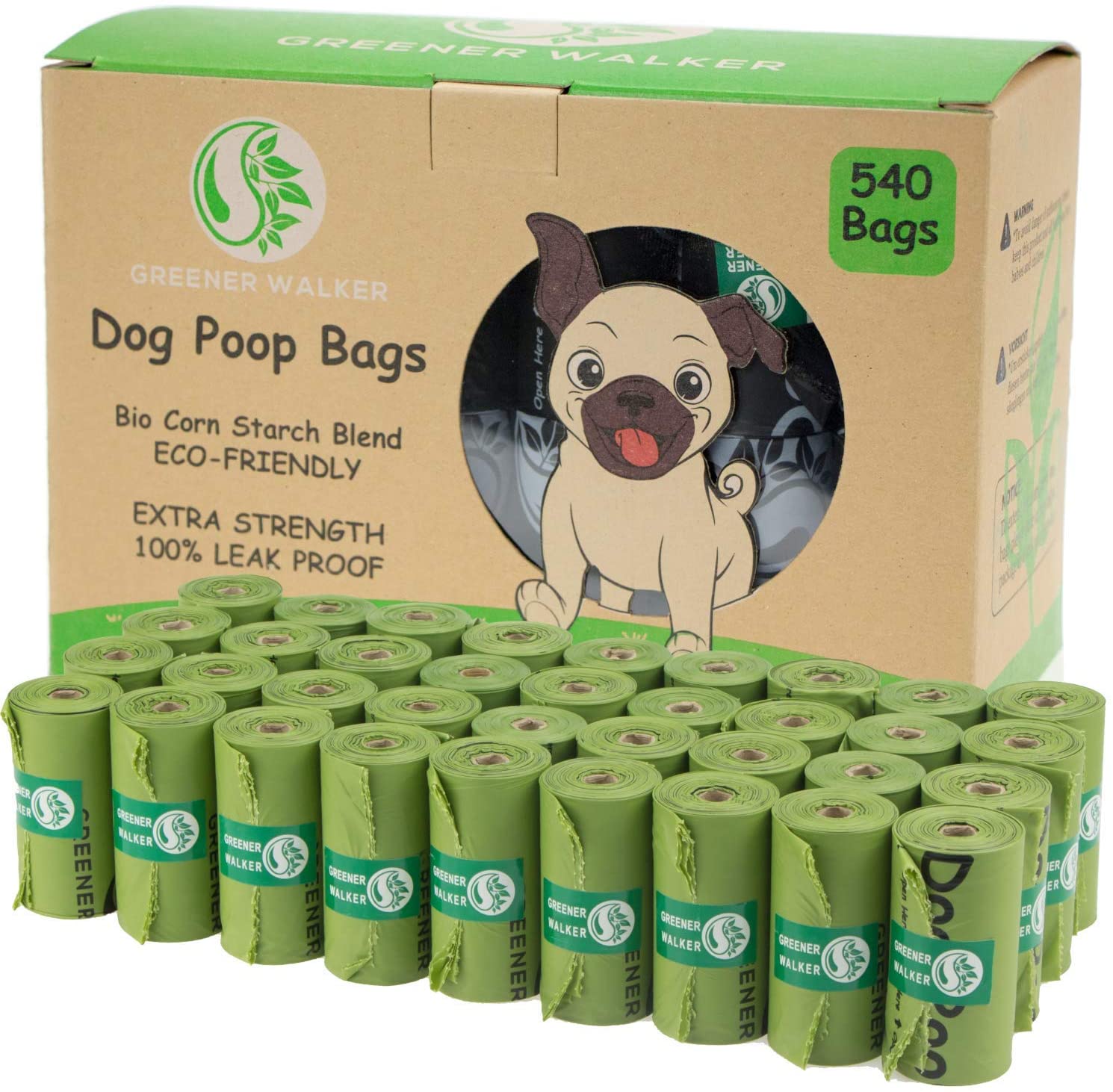 Pack 540 bolsas biodegradables para excrementos de perro Greener Walker