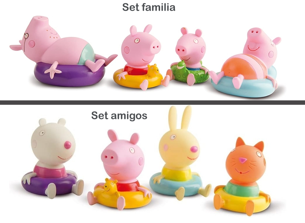 Set 4 figuritas para el baño Peppa Pig de IMC TOYS detalles